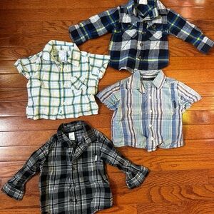 Plaid Kids Shirt Set - Blue, Green, Black